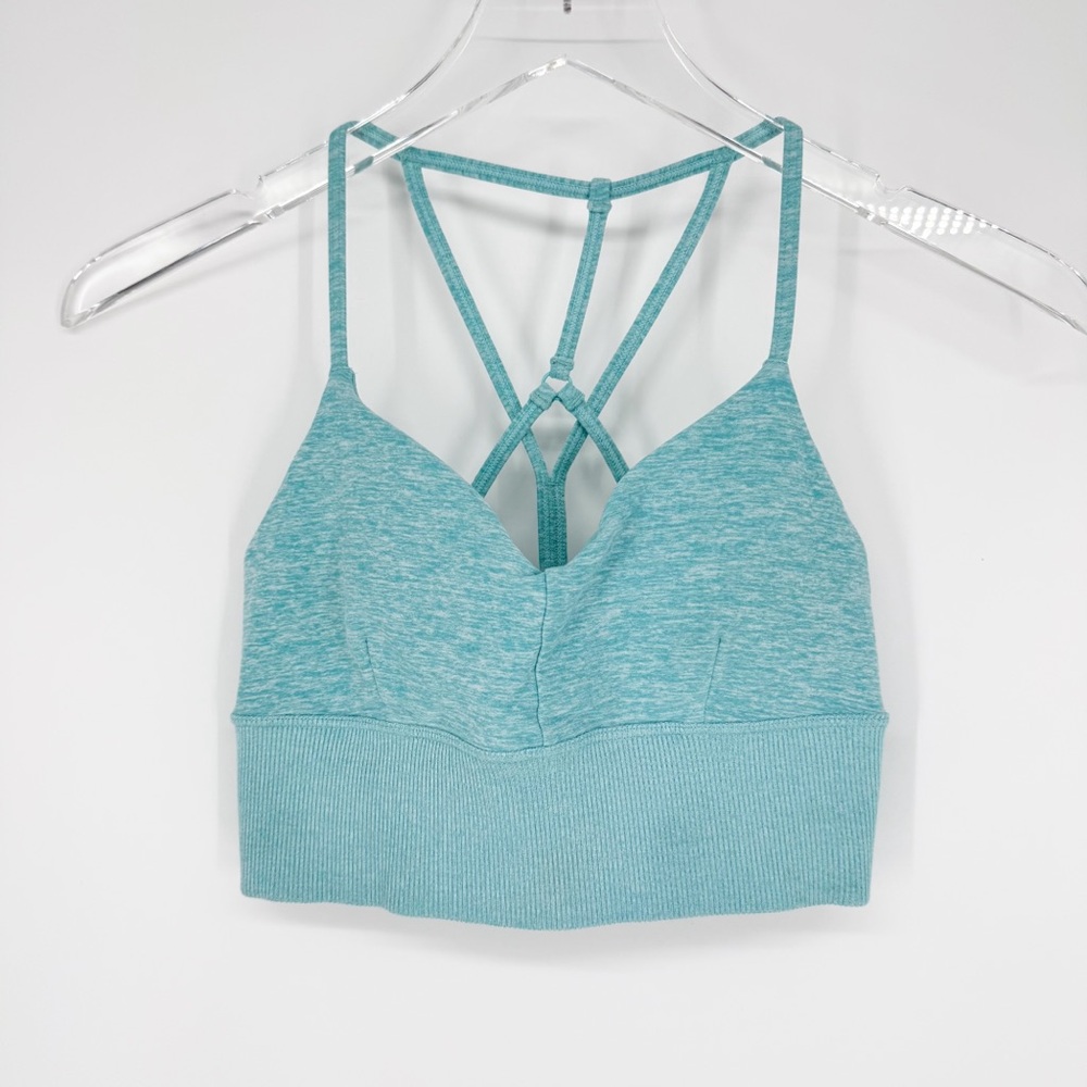 Alo Yoga AloSoft Lavish Strappy‎ Sports Bra XS Blue Quartz Heather - Picture 2 of 6